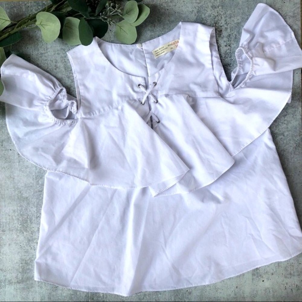 Zara Kids Lace Up Cold Shoulder Top